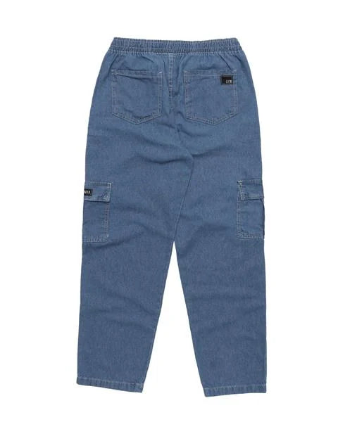 Calça Jeans Cargo Reta Stranger (Azul Claro c/ Costura Branca)