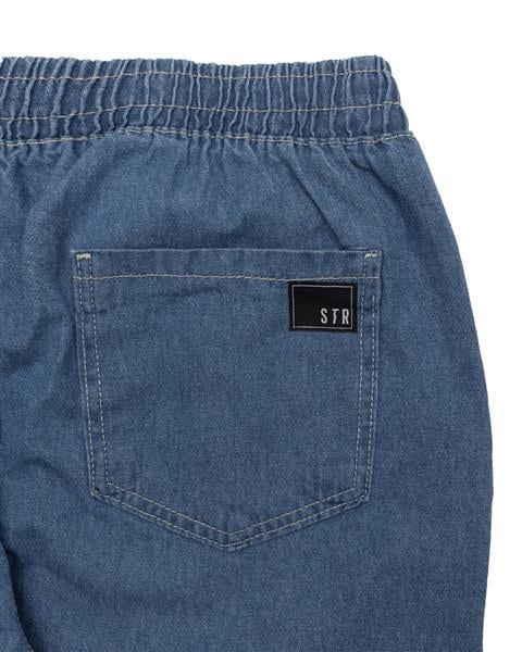 Calça Jeans Cargo Reta Stranger (Azul Claro c/ Costura Branca)