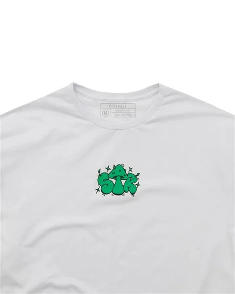 Camiseta Stranger Manga Longa Green Mushroom (Branca)