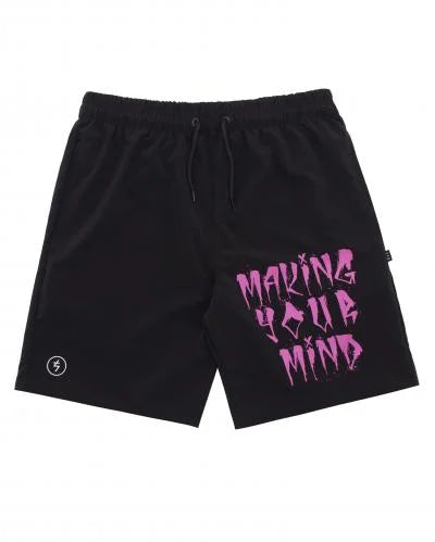 Shorts Stranger Tactel Making Your Mind (Preto/Rosa)